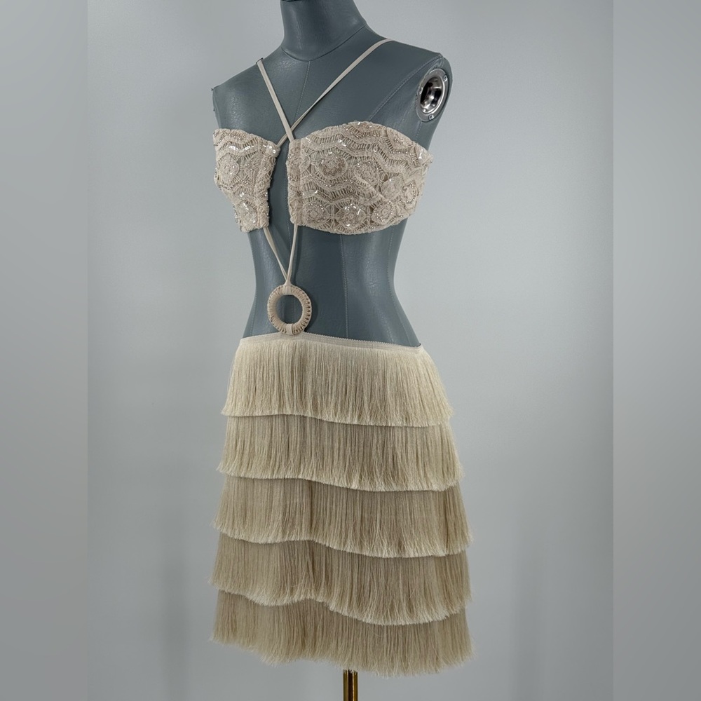 🆕 PATBO 🧿 NWOT Crochet Bloom Cut Out Mini Dress, Beige - Sz US 8 BR 40 - Picture 6 of 17